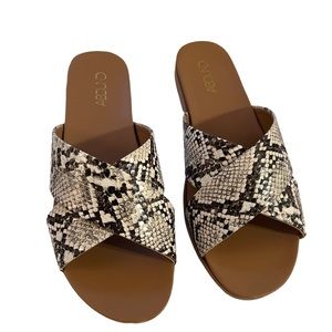 New Abound skylar snake skin print slide flat sandals Women’s Size US 8